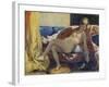 Reclining Odalisque Or, Woman with a Parakeet, 1827-Eugene Delacroix-Framed Giclee Print