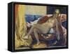 Reclining Odalisque Or, Woman with a Parakeet, 1827-Eugene Delacroix-Framed Stretched Canvas