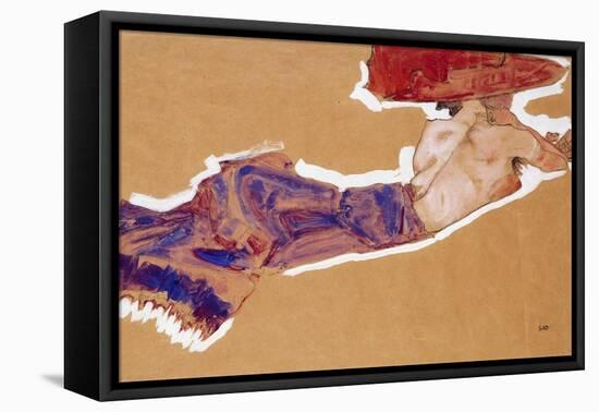 Reclining Semi-Nude with Red Hat, 1910-Egon Schiele-Framed Stretched Canvas