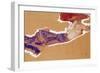 Reclining Semi-Nude with Red Hat, 1910-Egon Schiele-Framed Giclee Print