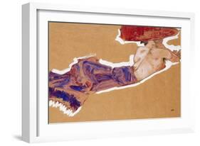 Reclining Semi-Nude with Red Hat-Egon Schiele-Framed Giclee Print