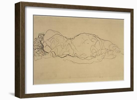 Reclining Woman, Seen from Behind-Gustav Klimt-Framed Giclee Print