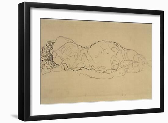 Reclining Woman, Seen from Behind-Gustav Klimt-Framed Giclee Print