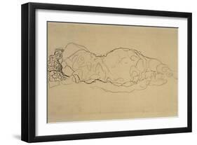 Reclining Woman, Seen from Behind-Gustav Klimt-Framed Giclee Print