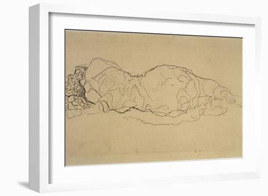 Reclining Woman, Seen from Behind-Gustav Klimt-Framed Giclee Print