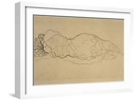 Reclining Woman, Seen from Behind-Gustav Klimt-Framed Giclee Print