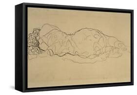 Reclining Woman, Seen from Behind-Gustav Klimt-Framed Stretched Canvas