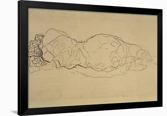 Reclining Woman, Seen from Behind-Gustav Klimt-Framed Giclee Print