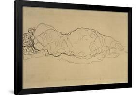 Reclining Woman, Seen from Behind-Gustav Klimt-Framed Giclee Print