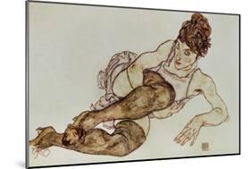 Reclining Woman with Black Stockings, 1917-Egon Schiele-Mounted Giclee Print