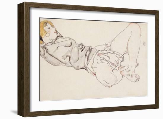 Reclining Woman with Blond Hair, 1912-Egon Schiele-Framed Giclee Print