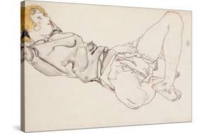 Reclining Woman with Blonde Hair, 1912-Egon Schiele-Stretched Canvas