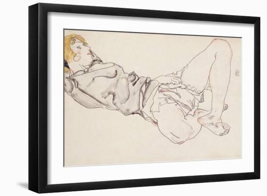 Reclining Woman with Blonde Hair, 1912-Egon Schiele-Framed Giclee Print