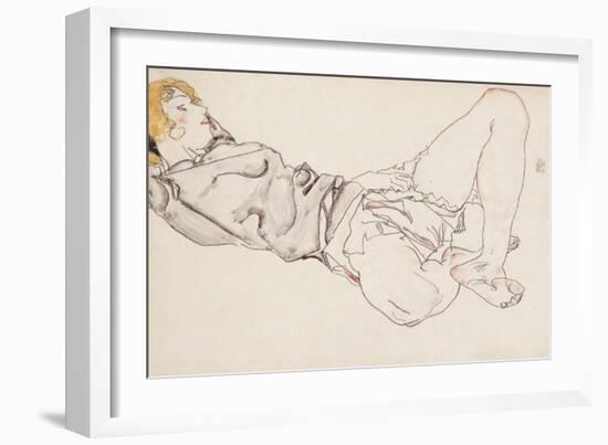 Reclining Woman with Blonde Hair, 1912-Egon Schiele-Framed Giclee Print