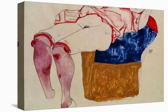 Reclining Woman with Mauve Stockings-Egon Schiele-Stretched Canvas