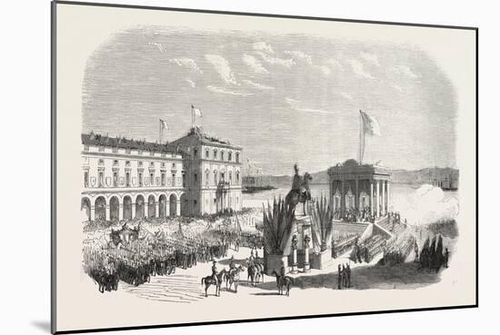 Recognition of the New Sovereign on the Place Du Commerce in Lisbon. Portugal, 1855.-null-Mounted Giclee Print