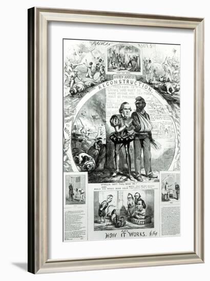 Reconstruction and How It Works, from 'Harpers Weekly' Vol.10, 1866-Thomas Nast-Framed Giclee Print