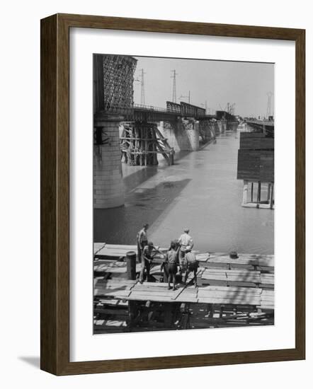 Reconstruction of Bridge over the Po River-Dmitri Kessel-Framed Photographic Print