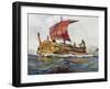 Reconstruction of Classical Era Greek Ship, Watercolour, France, 19th Century-null-Framed Giclee Print
