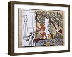Reconstruction of Fresco Depicting Peasant Drawing Water with Shadow for Irrigation-null-Framed Giclee Print