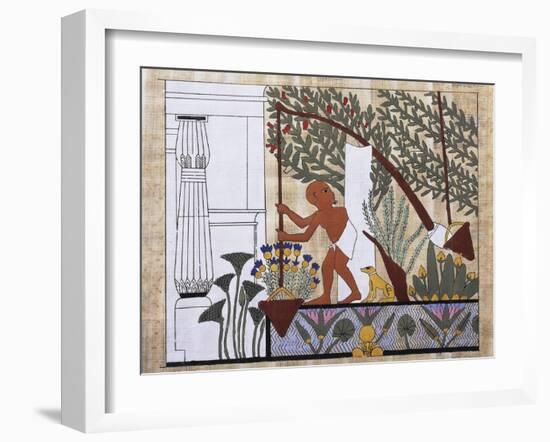 Reconstruction of Fresco Depicting Peasant Drawing Water with Shadow for Irrigation-null-Framed Giclee Print