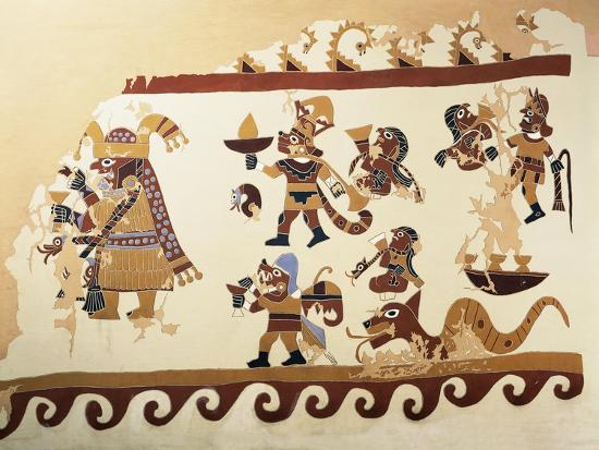 Reconstruction of Frieze Depicting Priests and Sacrifice Scenes from  Panamarca, Peru, Moche Culture