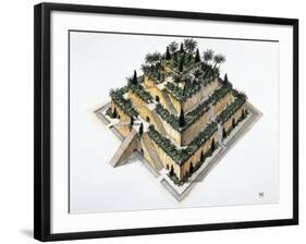 Reconstruction of Hanging Gardens of Babylon Ordered by King Nebuchadnezzar II-null-Framed Giclee Print