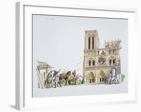 Reconstruction of the Construction of the Notre Dame, Paris-null-Framed Giclee Print