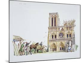 Reconstruction of the Construction of the Notre Dame, Paris-null-Mounted Giclee Print