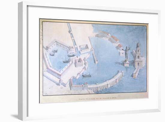 Reconstruction of the Roman Port of Ostia, C.1850-Andre Lenoir-Framed Giclee Print