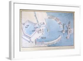 Reconstruction of the Roman Port of Ostia, C.1850-Andre Lenoir-Framed Giclee Print