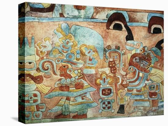 Reconstruction of the Wall Painting of the Temple of the Jaguars at Chichen Itza, Mexico-null-Stretched Canvas