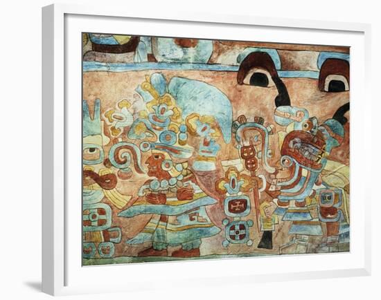 Reconstruction of the Wall Painting of the Temple of the Jaguars at Chichen Itza, Mexico-null-Framed Giclee Print