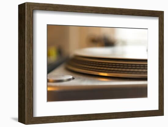 Record on record player in detail-Christine Meder stage-art.de-Framed Photographic Print