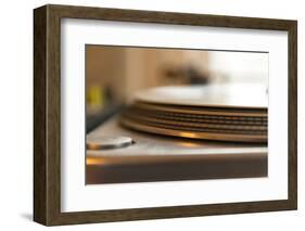 Record on record player in detail-Christine Meder stage-art.de-Framed Photographic Print