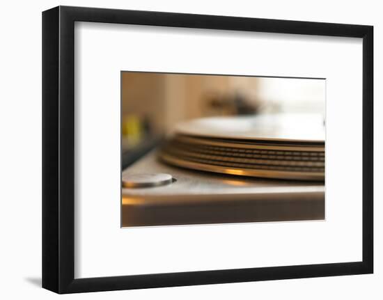 Record on record player in detail-Christine Meder stage-art.de-Framed Photographic Print