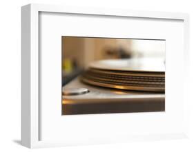 Record on record player in detail-Christine Meder stage-art.de-Framed Photographic Print