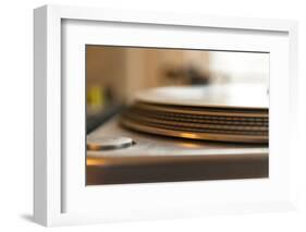 Record on record player in detail-Christine Meder stage-art.de-Framed Photographic Print