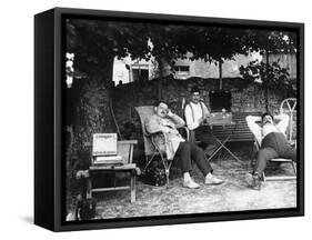 Record Player, Frenchmen on Bastille Day-null-Framed Stretched Canvas