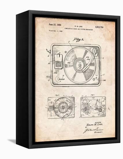 Record Player Patent-Cole Borders-Framed Stretched Canvas