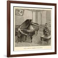 Recording a Man Playing the Piano Using Edison's Improved Model Phonograph-P. Fouche-Framed Photographic Print