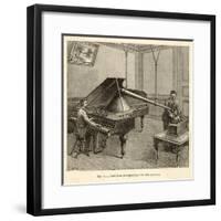 Recording a Man Playing the Piano Using Edison's Improved Model Phonograph-P. Fouche-Framed Photographic Print