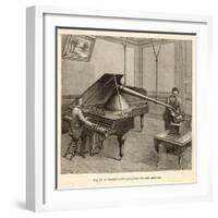 Recording a Man Playing the Piano Using Edison's Improved Model Phonograph-P. Fouche-Framed Photographic Print