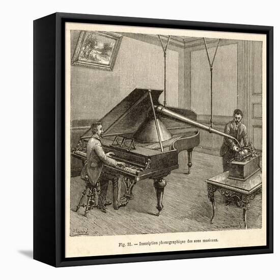 Recording a Man Playing the Piano Using Edison's Improved Model Phonograph-P. Fouche-Framed Stretched Canvas