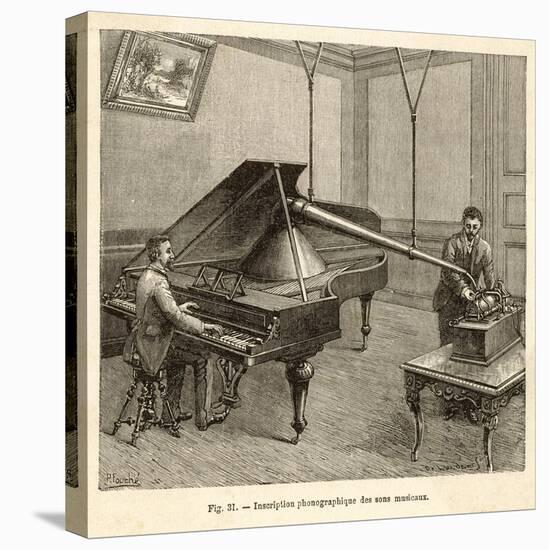 Recording a Man Playing the Piano Using Edison's Improved Model Phonograph-P. Fouche-Stretched Canvas