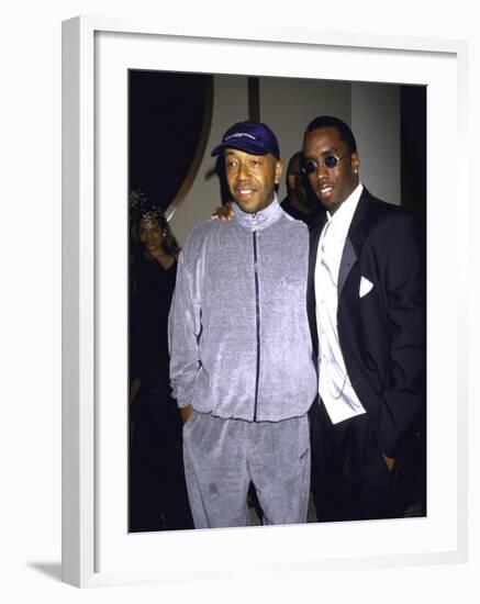 Recording Mogul Russell Simmons and Rap Artist Sean "Puffy" Combs-Dave Allocca-Framed Premium Photographic Print