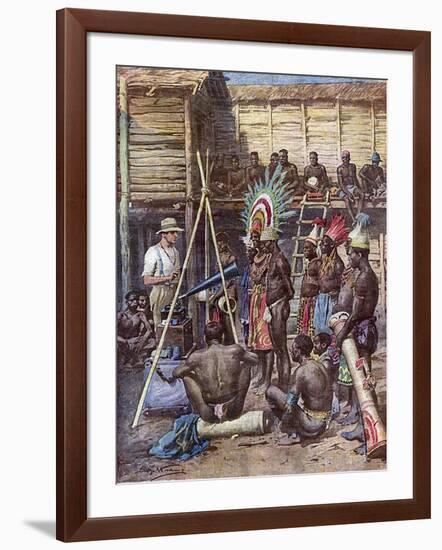 Recording New Guinea-Achille Beltrame-Framed Art Print