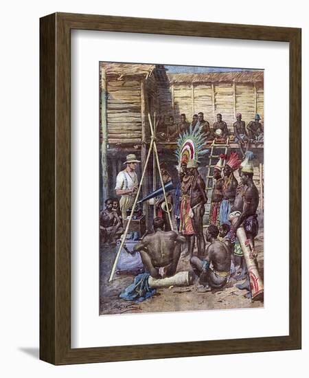 Recording New Guinea-Achille Beltrame-Framed Art Print