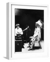 Recording of Indian Voices with a Phonograph-null-Framed Photographic Print