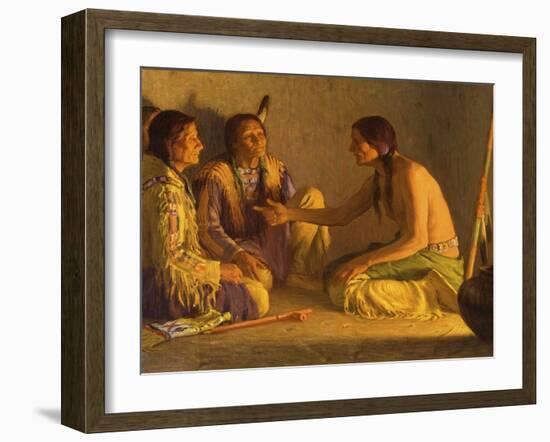 Recounting the Story-Joseph Henry Sharp-Framed Art Print